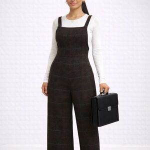 Forever 21 plaid thin strap jumpsuit  office one piece layering cropped culotes